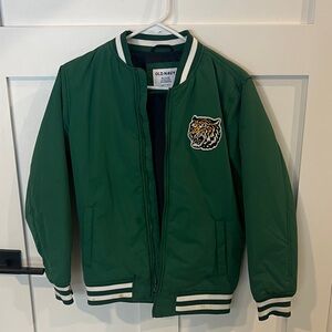 Old Navy Kids Green Puffer Jacket with Tiger Emblem
